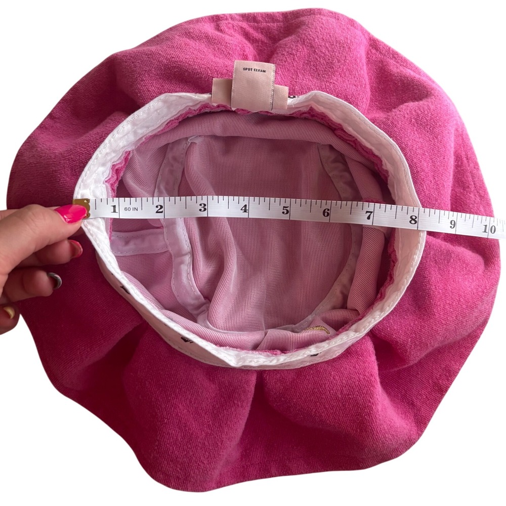 Juicy Couture Pink Terry Cloth Ruffle Bucket Hat Gold Embroidered Logo Y2K OS - Picture 7 of 8